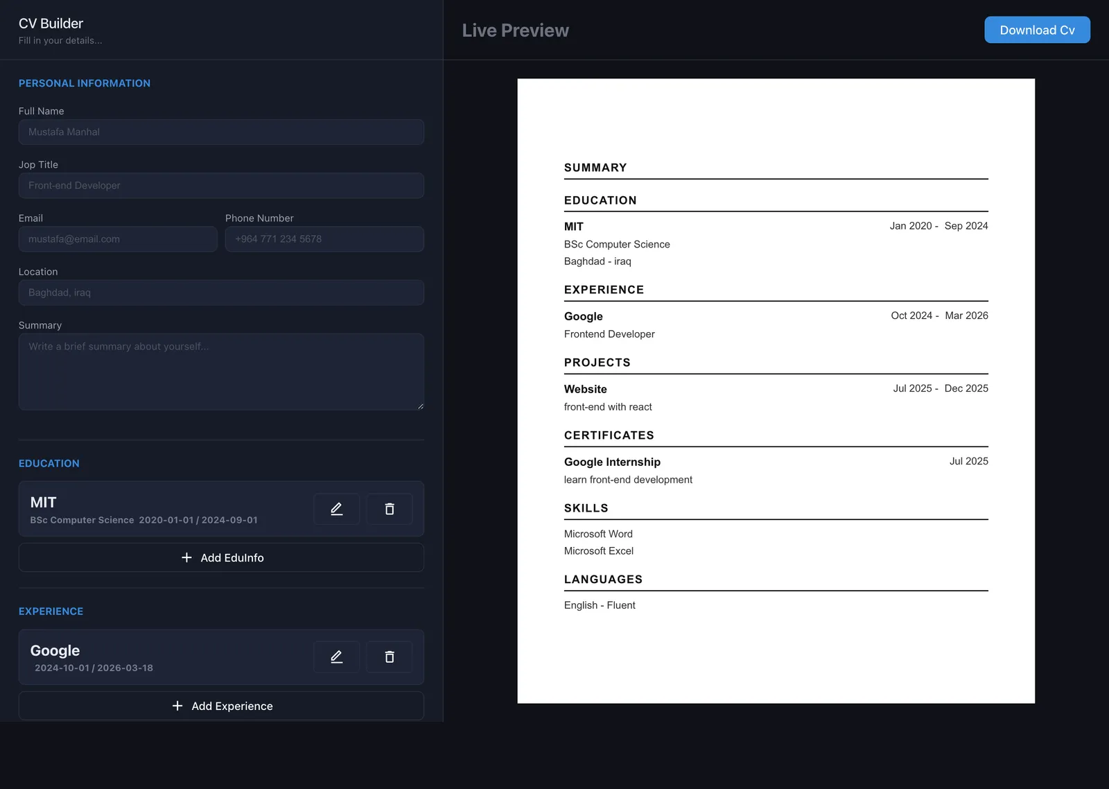 CV Builder